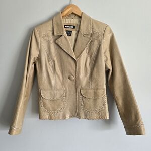 Vintage Western Rodeo Southwestern Cowgirl Genuine Leather Embroidered  Jacket